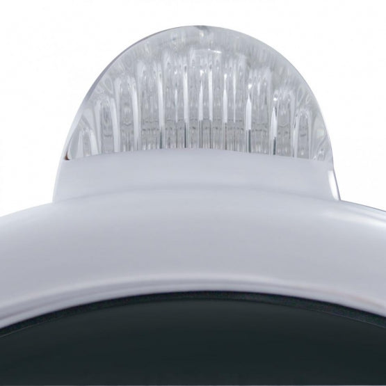 Stainless Steel Guide 682-C Headlight H4 With White LED &amp; LED Signal - Clear Lens