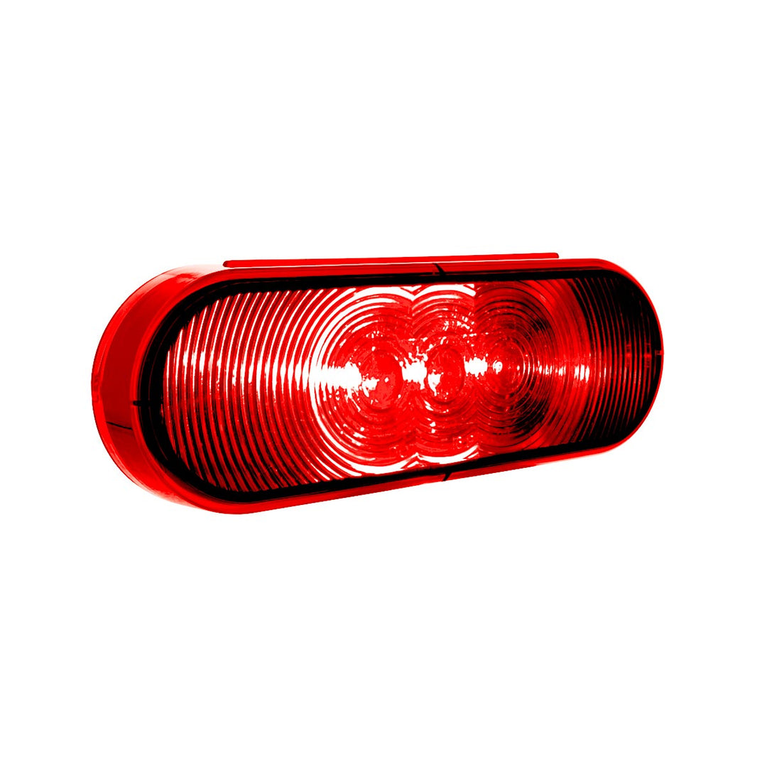 3 LED 6" Oval Light (Stop, Turn, &amp; Tail) - Red LED/Red Lens