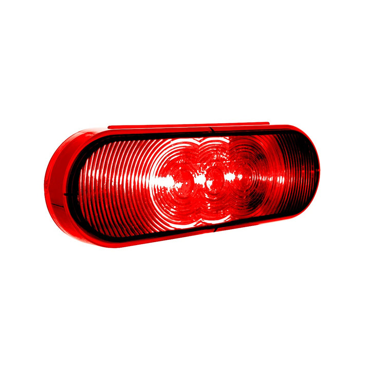 3 LED 6" Oval Light (Stop, Turn, &amp; Tail) - Red LED/Red Lens