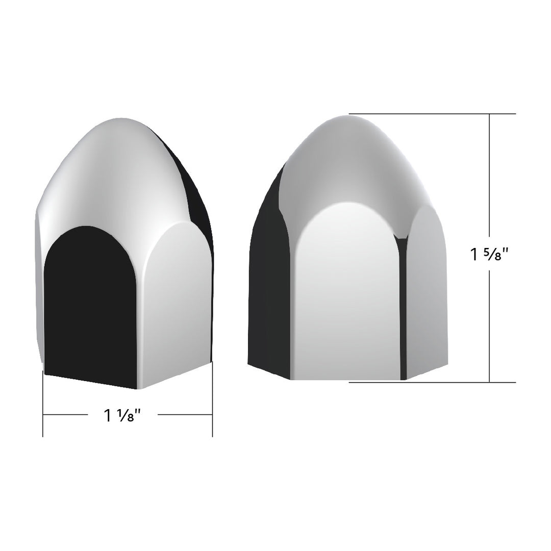 15/16" x 1 5/8" Chrome Plastic Bullet Nut Covers - Push-On (50-Pack)