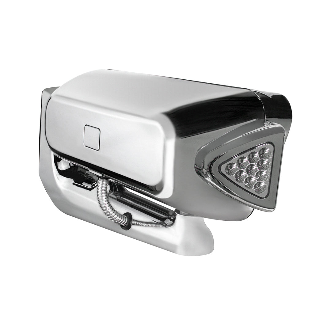High Power LED Black Projection Headlight Assembly With Mounting Arm &amp; Turn Signal - Passenger