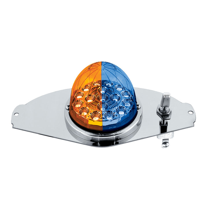 304 Stainless Steel Above Door Dome Light Kit W/ 17 LED Double Fury Watermelon For 2008-2017 FL Cascadia - Amber &amp; Blue LED