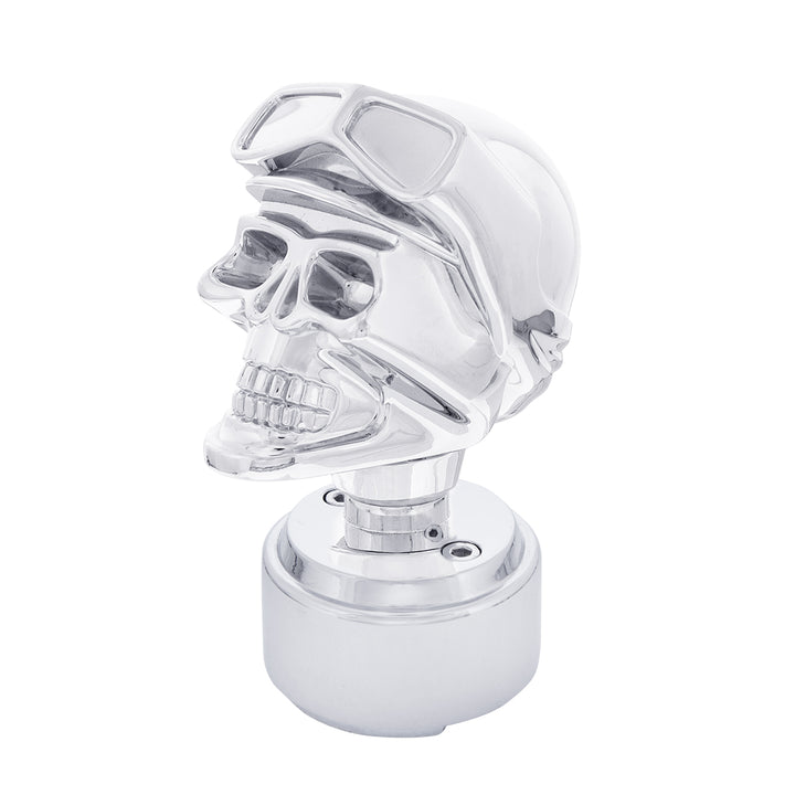 Skull Biker Thread-On Shift Knob &amp; Adapter For Eaton Fuller Style 9/10 Shifter - Chrome