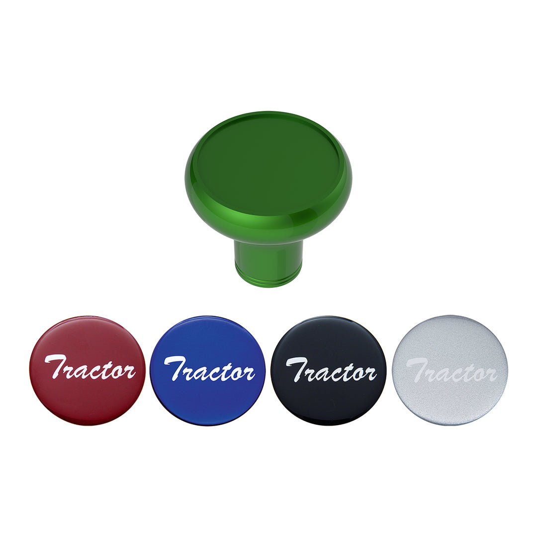 Deluxe Aluminum Screw-On Air Valve Knob With Multi - Color Glossy Tractor Sticker - Emerald Green