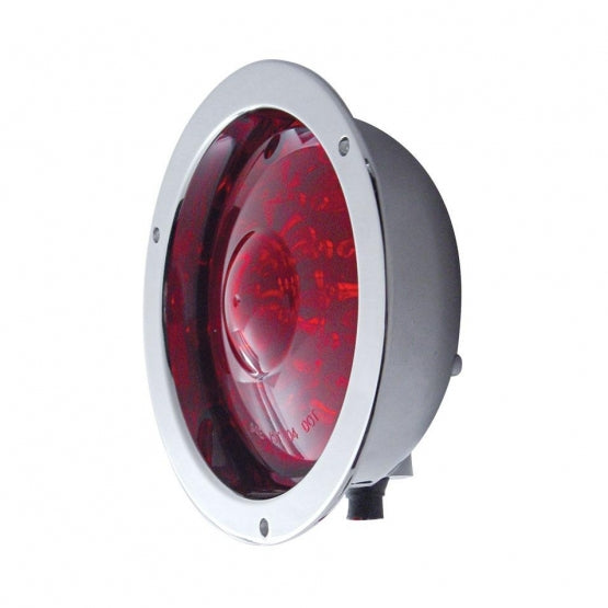 40 LED 4" Round Flange Mount Deep - Dish Light (Stop, Turn &amp; Tail) - Red LED/Red Lens