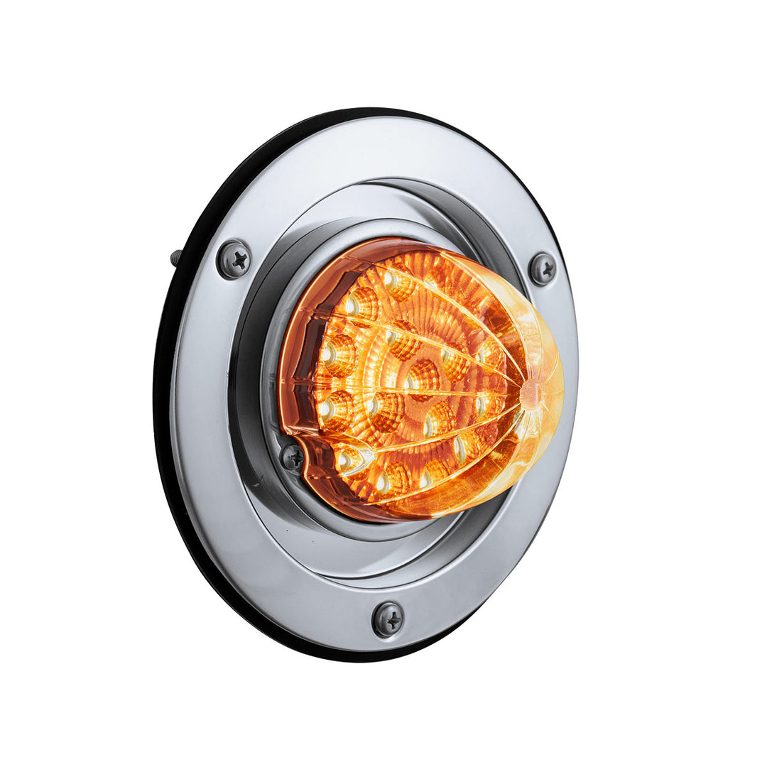 17 LED Dual Function Watermelon Reflector Light Sleeper Bunk Kit With 304 Stainless Steel Bezel - Amber LED/Clear Lens