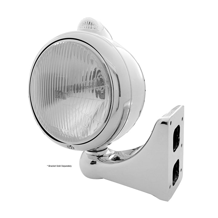 Stainless Steel Guide 682-C Style Headlight H4 &amp; LED Turn Signal - Clear Lens