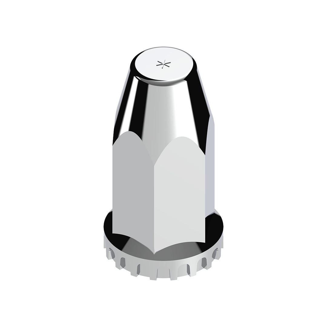 33mm X 4" Chrome Plastic Extra Tall Nut Cover With Flange - Thread-On (Bulk)
