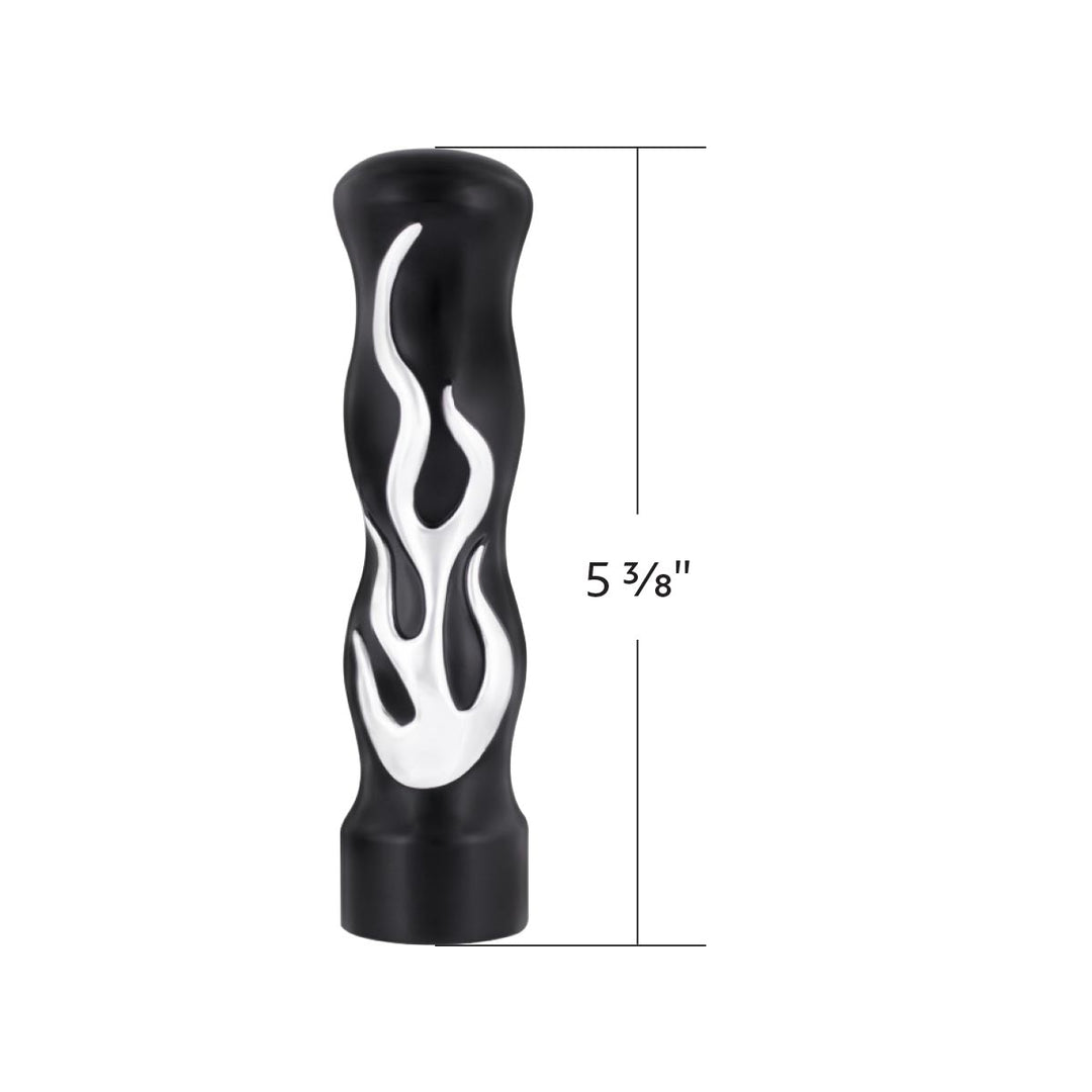 1/2" - 13 Thread On Flame Gearshift Knob - Black With Chrome Flame
