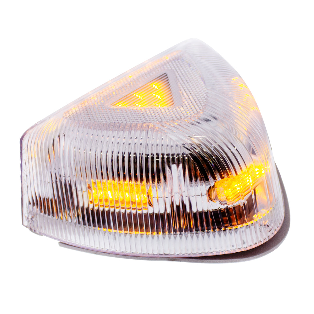37 LED Turn Signal Light With Chrome Base For 1987-2007 Peterbilt 379/378/357 - Amber LED/Clear Lens