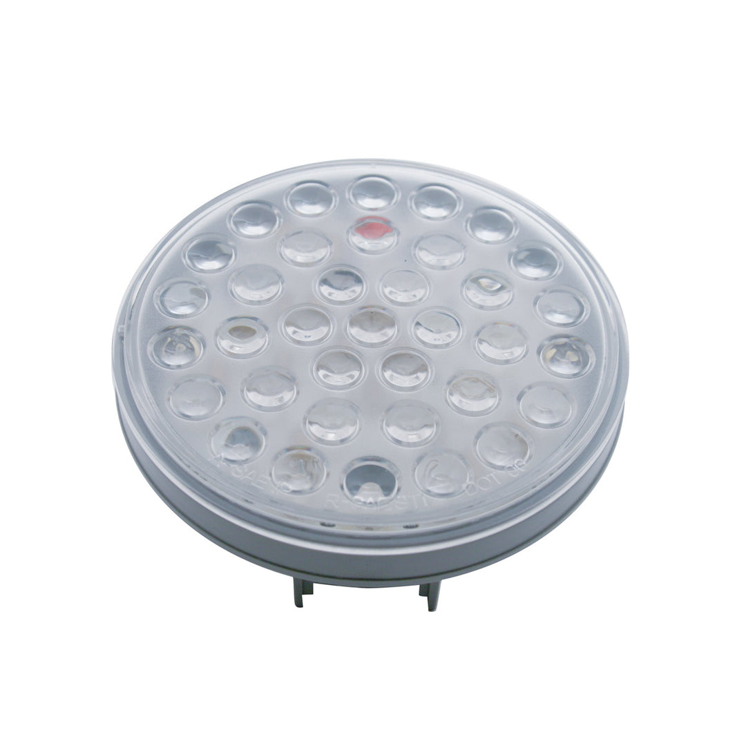 2" Bolt Pattern Stainless Steel Spring Loaded Bar With 6 x 36 LED 4" Lights &amp; Visors - Red LED/Clear Lens (Pair)