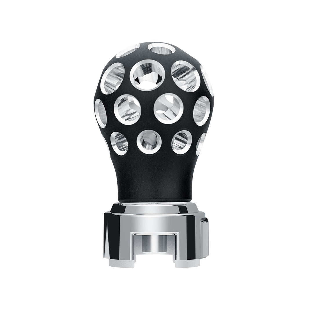 Thread-On Matte Black Phoenix Style Ball Gearshift Knob With LED 13/15/18 Speed Adapter - Green LED