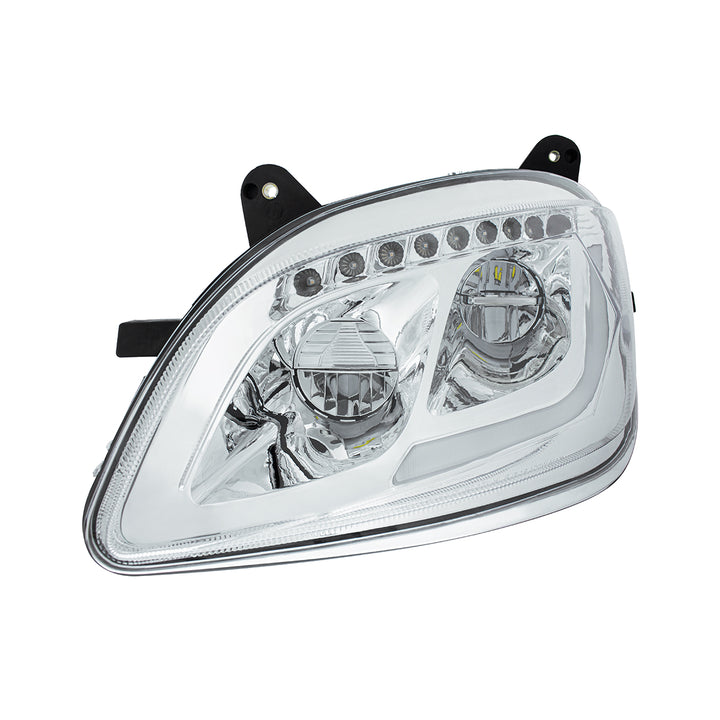 Chrome LED Headlight W/Sequential LED Turn Signal For Peterbilt 579 (2012-21) &amp; 587 (2010-16) - Driver