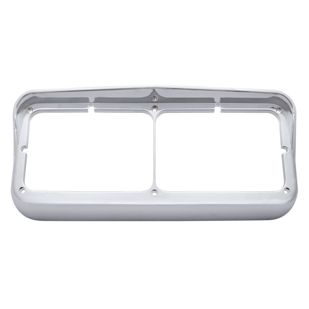 Chrome Plastic Rectangular Dual 4" x 6" Headlight Bezel With Visor