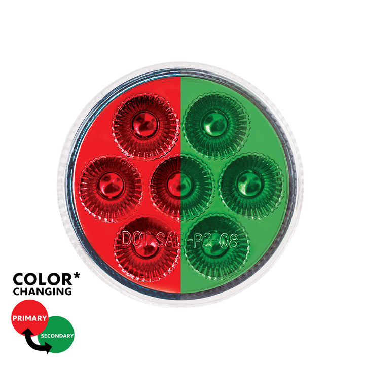 7 LED 2" Round Double Fury Light (Clearance/Marker) - Red &amp; Green LED/Clear Lens