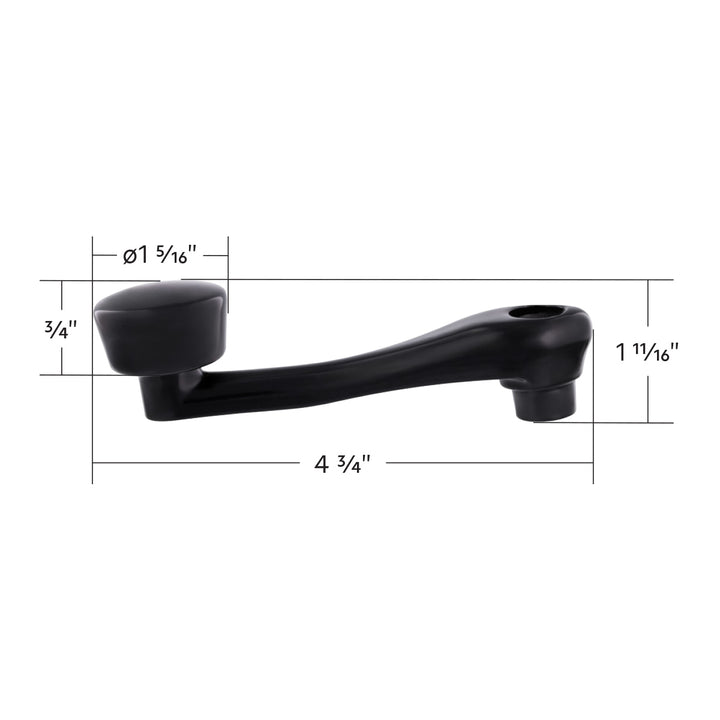 Black Die-Cast Window Crank With 16 - Spline 7/16” OD Adapter - Plain