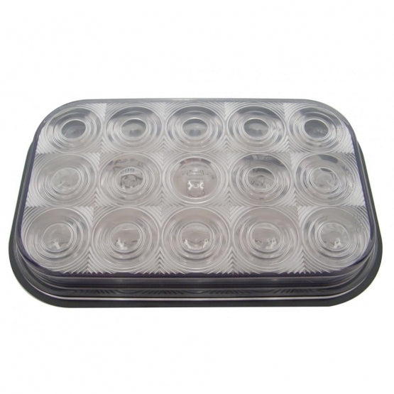 15 LED Rectangular Light (Stop, Turn &amp; Tail) - Red LED/Clear Lens (Bulk)