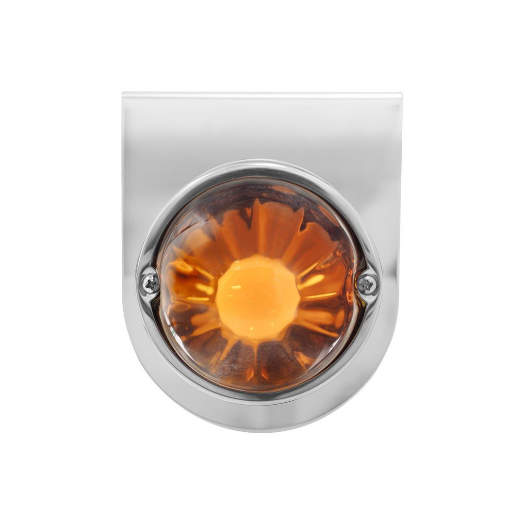 Dual Function Glass Watermelon Light With Stainless Steel Light Bracket Kit With LED Bulb - Amber LED/Amber Lens