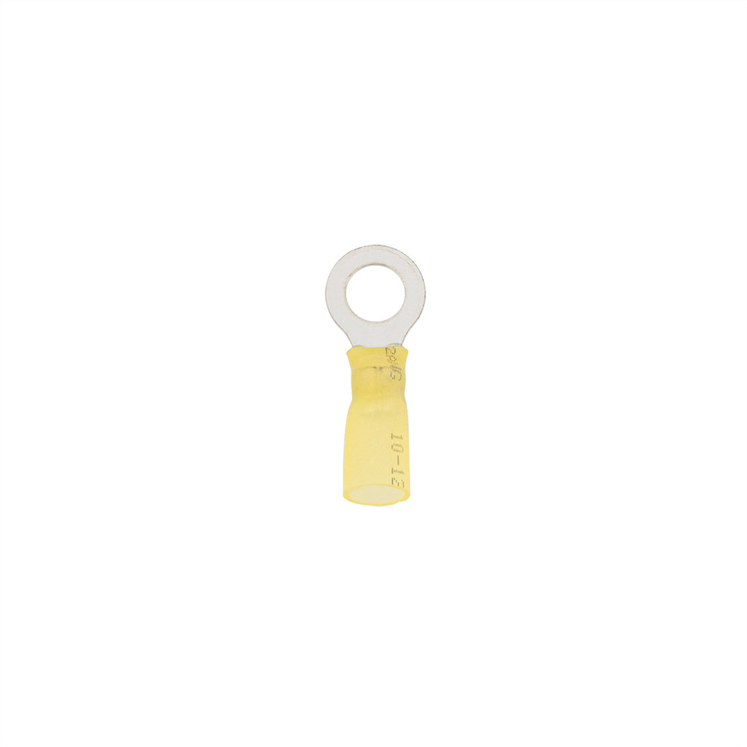 12-10 AWG 5/16" Stud CS Heat Shrink Ring Terminal - Yellow (4-Pack)
