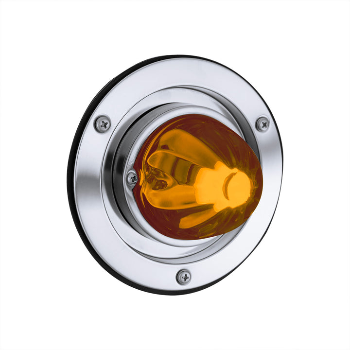 Dual Function Glass Watermelon Sleeper Bunk Kit With 304 Stainless Steel Bezel &amp; LED Bulb - Dark Amber Lens/Amber LED