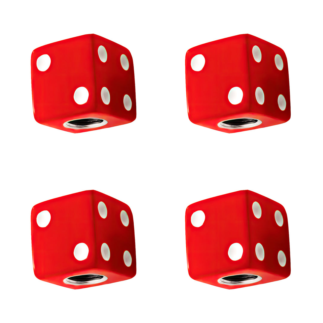 Red Dice Valve Caps With White Dots (Set of 4)