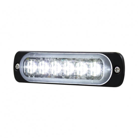 6 High Power LED Super Thin Directional Warning Light - White LED (Bulk)