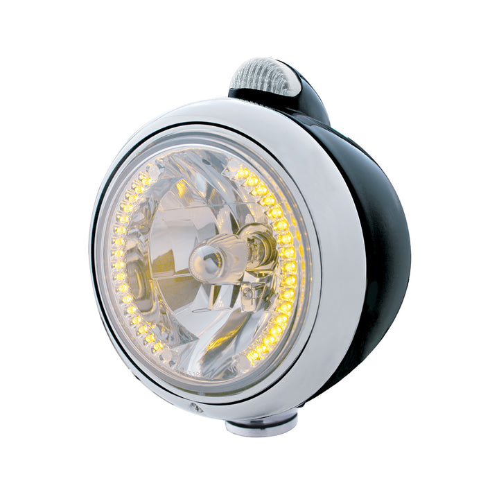 Black Guide 682-C Headlight H4 With Amber LED &amp; Dual Mode LED Signal - Clear Lens
