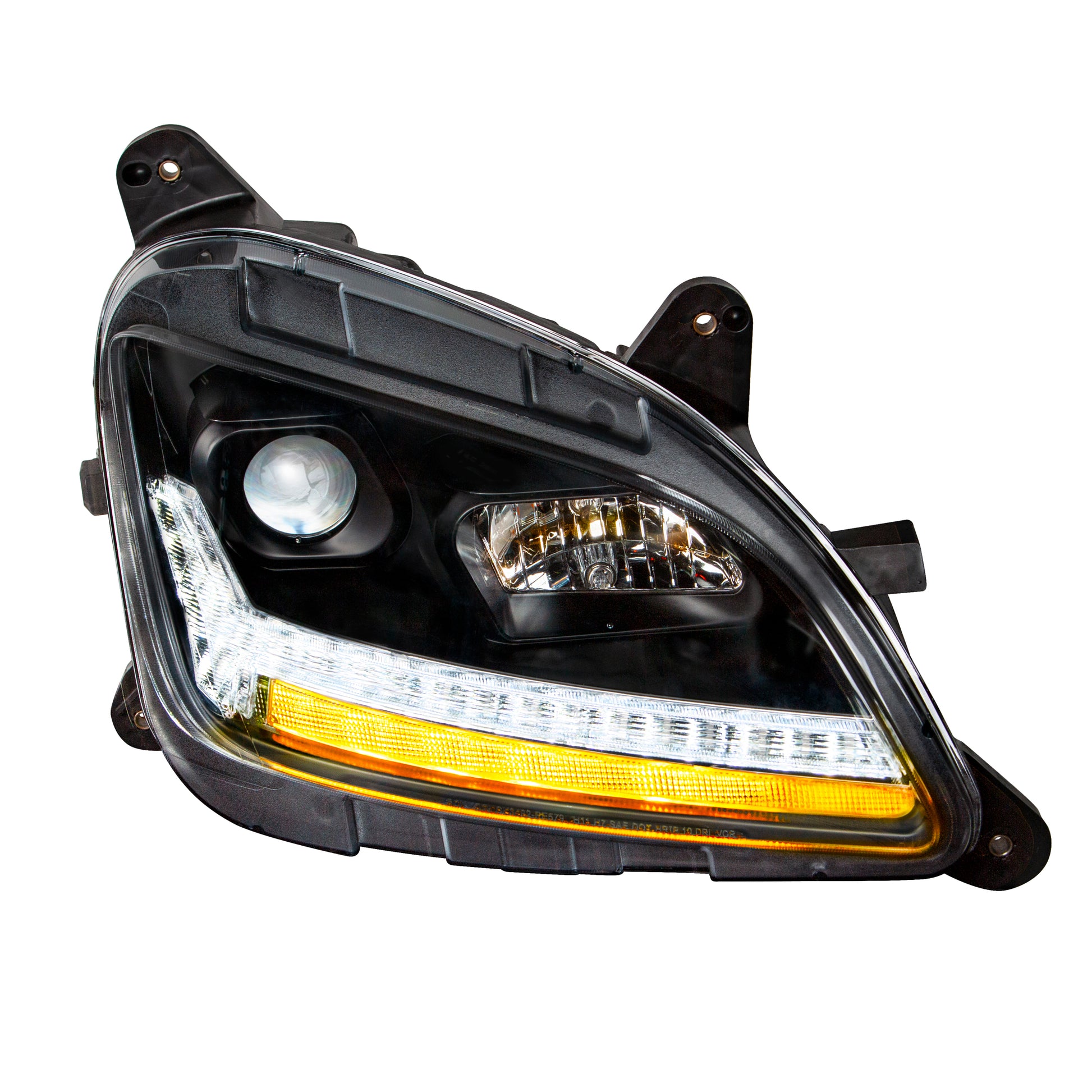 "Blackout" Projection Headlight With LED Sequential Turn & DRL For 2012-2021 Peterbilt 579- Passenger