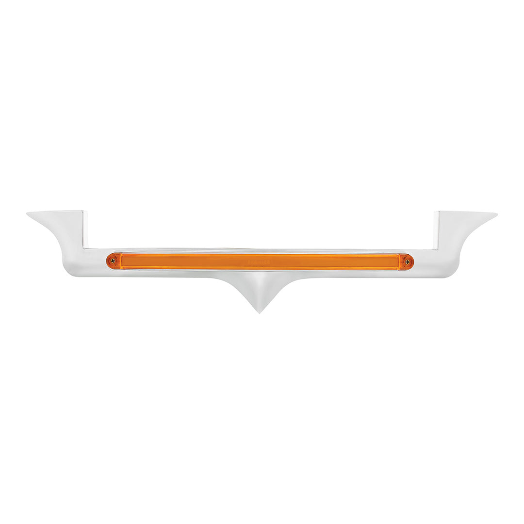 Chrome Hood Emblem Trim With 24 LED GloLight Bar For Kenworth - Amber LED/Amber Lens