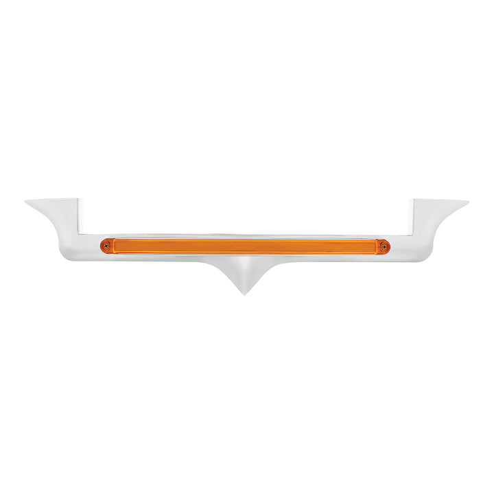 Chrome Hood Emblem Trim With 24 LED GloLight Bar For Kenworth - Amber LED/Amber Lens