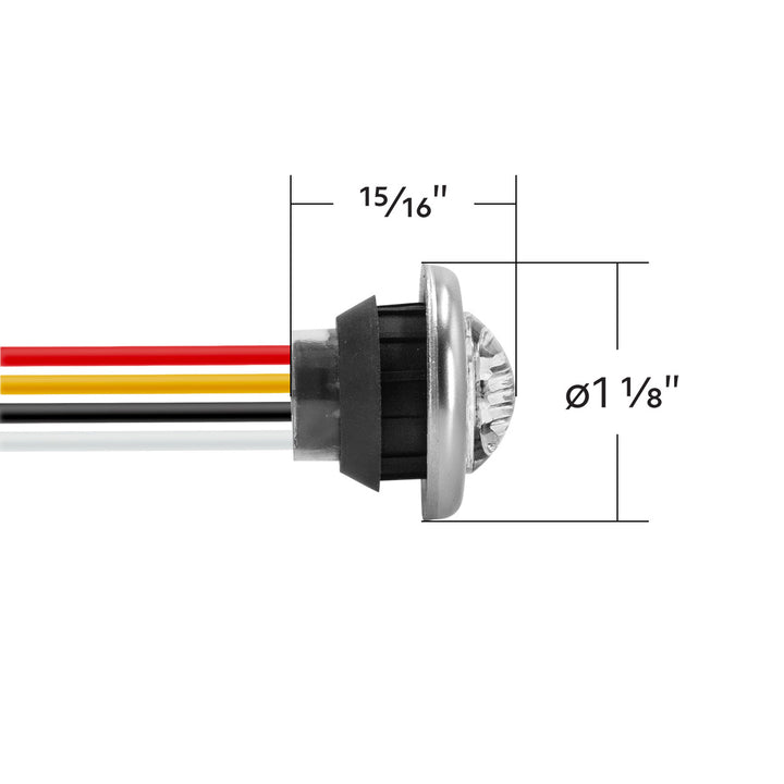 2 LED 3/4" Mini Dual Function Double Fury Light (Clearance/Marker) - Red &amp; White LED/Clear Lens