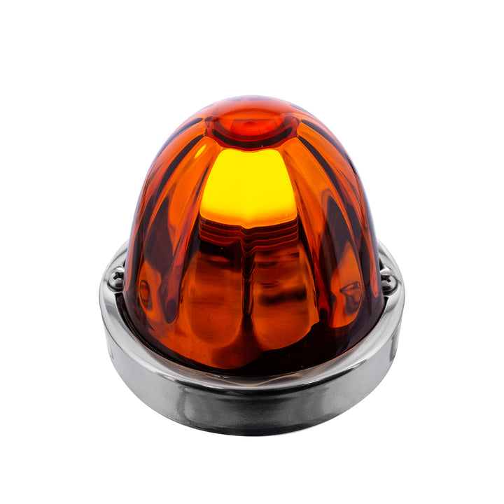 Dual Function Glass Watermelon Flush Mount Kit With LED Bulb - Amber LED/Dark Amber Lens