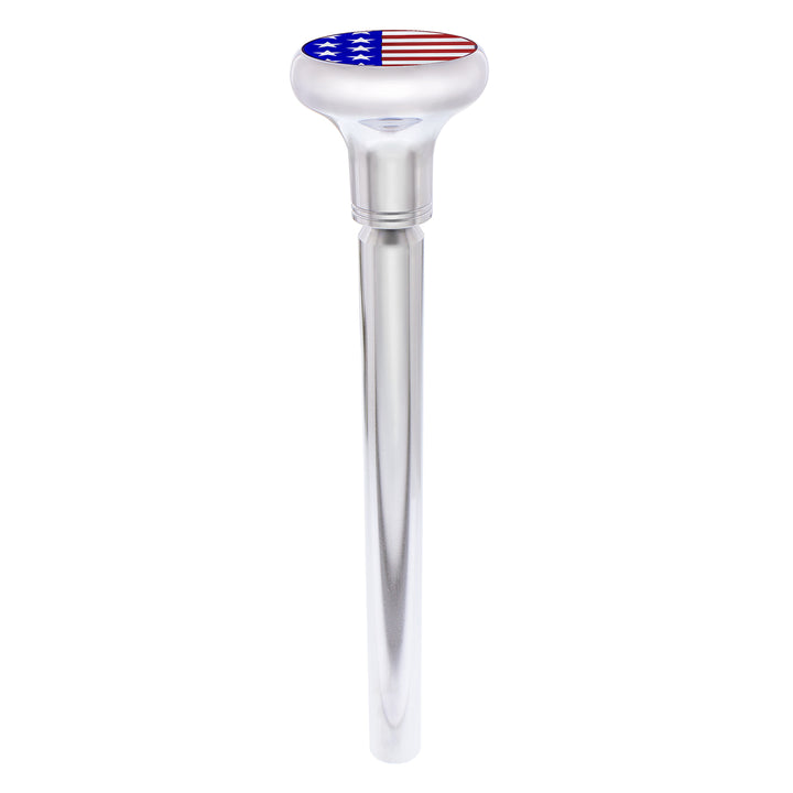 1/2" - 13 Thread-On Gearshift Knob With USA Flag Sticker - Chrome