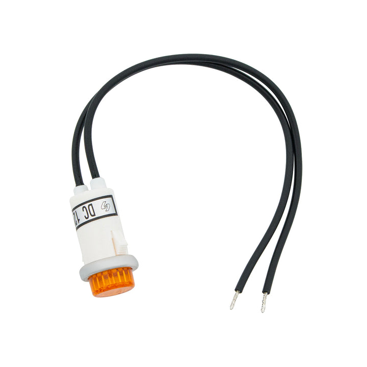 16 Amp 12V Amber Warning Light w/ 1/2" Panel Mount and Leads 1 Pc.
