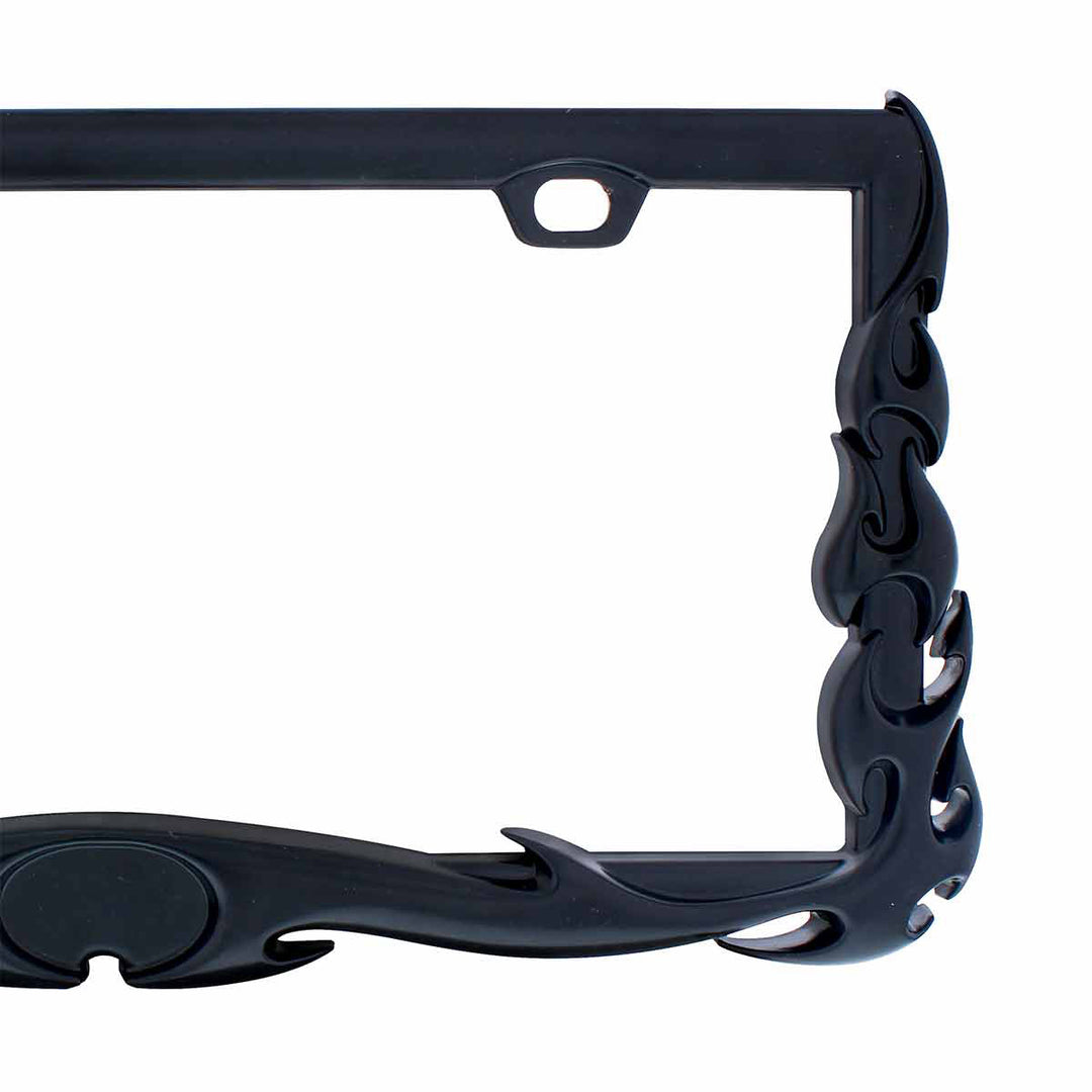 Flame License Plate Frame - Black
