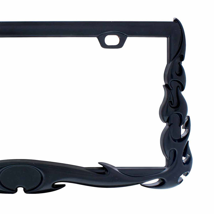 Flame License Plate Frame - Black