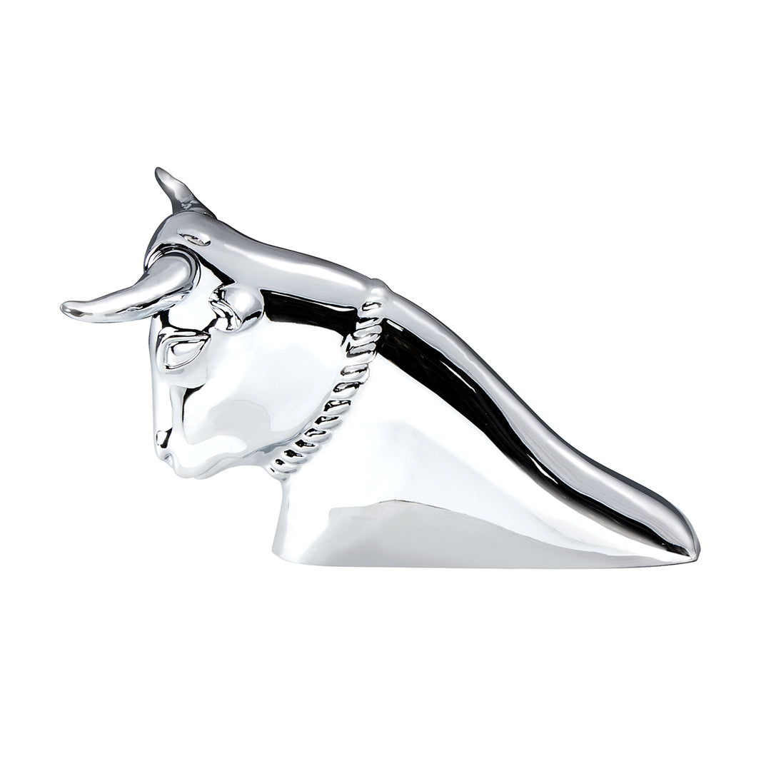 Die-Cast Long Horn Bull Hood Ornament - Chrome