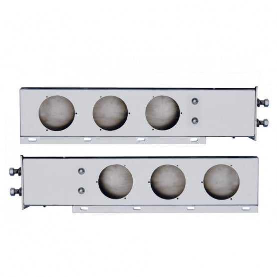 2-1/2" Bolt Pattern 430 Stainless Steel Spring Loaded Light Bar With Three 4" Light Cutouts (Pair)