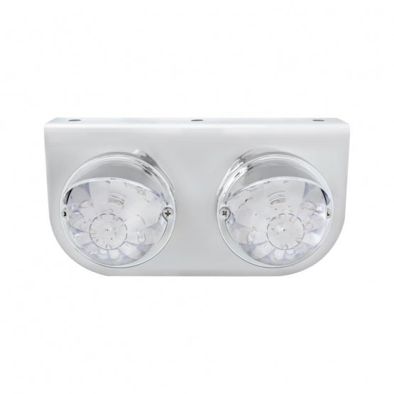 Stainless Steel Light Bracket With 2 x 17 LED Dual Function Watermelon Lights &amp; Visors - Red LED/Clear Lens