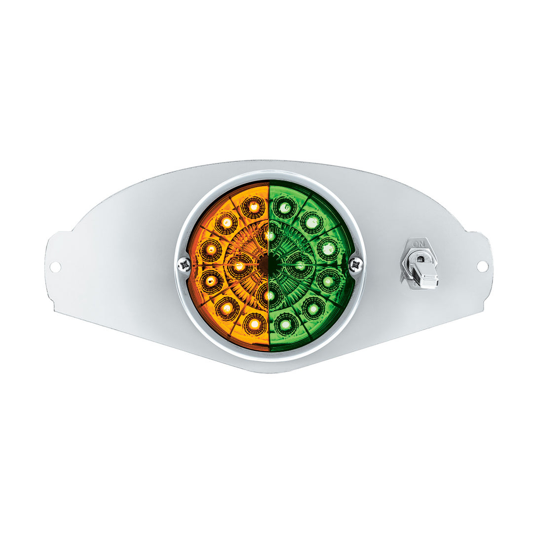 304 Stainless Steel Above Door Dome Light Kit W/ 17 LED Double Fury Watermelon For 2008-2017 FL Cascadia - Amber &amp; Green LED