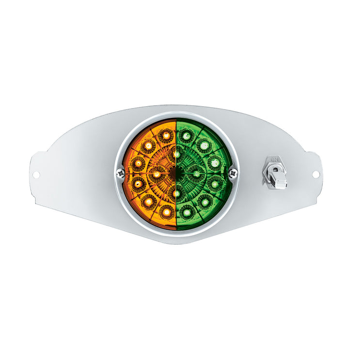 304 Stainless Steel Above Door Dome Light Kit W/ 17 LED Double Fury Watermelon For 2008-2017 FL Cascadia - Amber &amp; Green LED