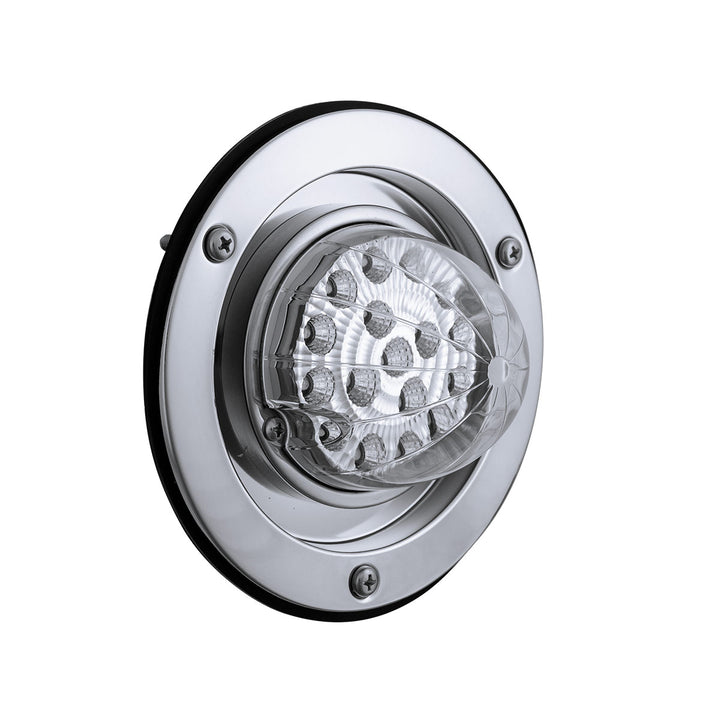 17 LED Dual Function Watermelon Reflector Light Sleeper Bunk Kit With 304 Stainless Steel Bezel - Red LED/Clear Lens