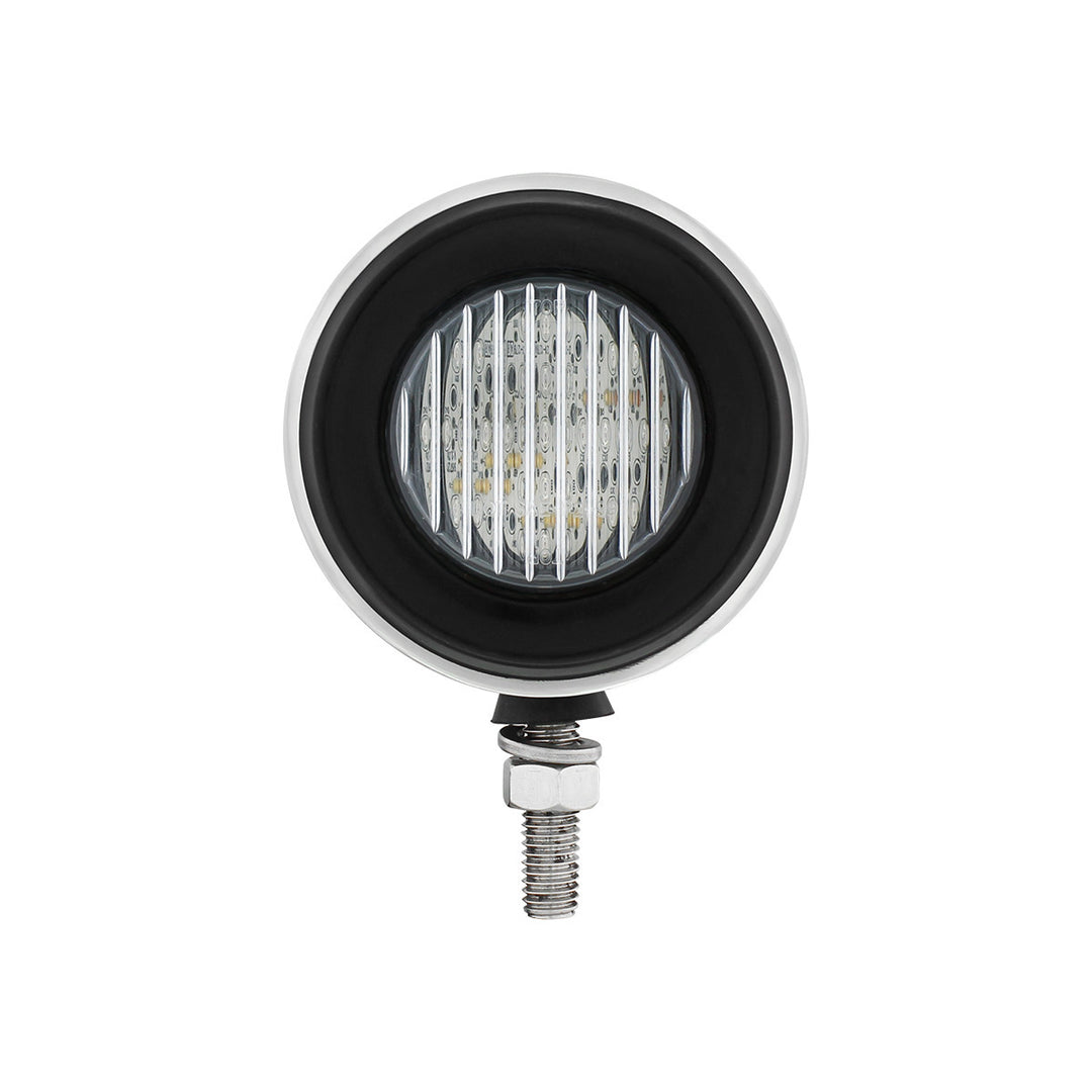 Stainless 2-1/2" Double Face Light With LED Lights &amp; Grommets - Amber &amp; Red LED/Clear Lens