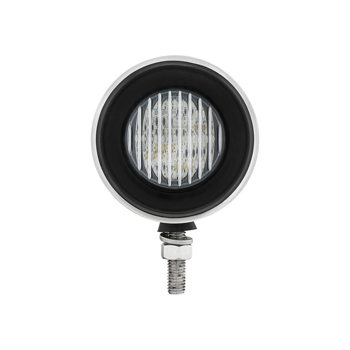 Stainless 2-1/2" Double Face Light With LED Lights &amp; Grommets - Amber &amp; Red LED/Clear Lens