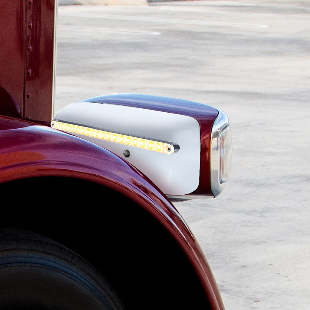 19 LED Rear Headlight Housing Cover For 2008-2023 Peterbilt 389 (Passenger) - Amber LED/Clear Lens