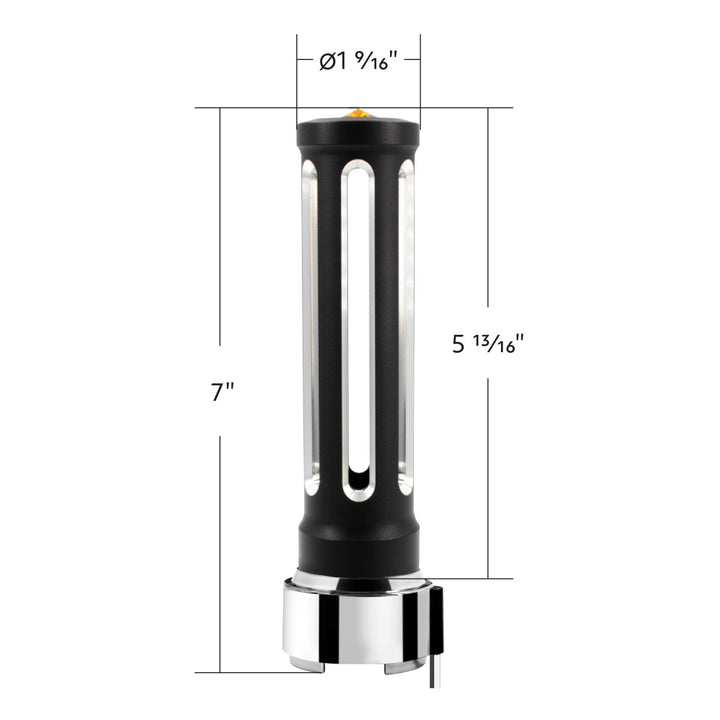 Thread-On Matte Black Sonoma Style Gearshift Knob With LED 9/10 Speed Adapter - Amber Crystal/Amber LED