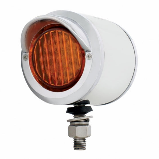 Stainless Steel 2" Double Face Light With 9 LED 2" Lights &amp; Visors - Amber &amp; Red LED/Amber &amp; Red Lens