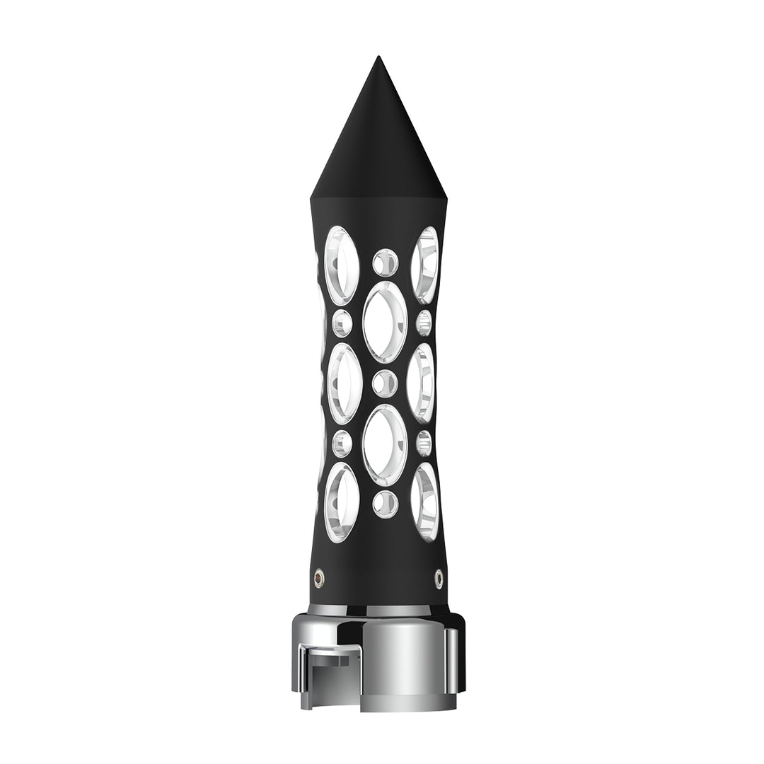 Thread-On Daytona Style Spike Gearshift Knob With LED 13/15/18 Speed Adapter - Black/White LED
