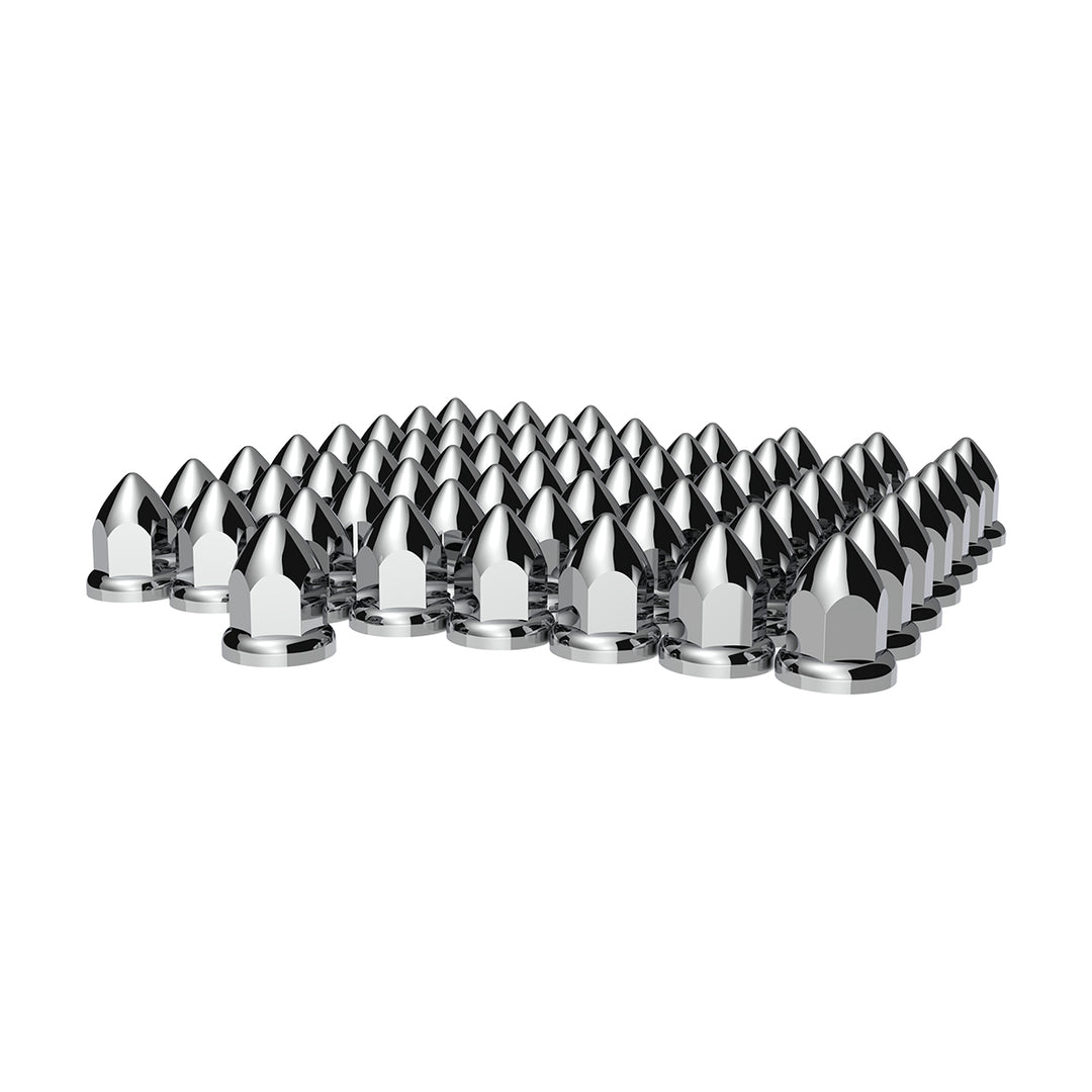 33mm X 2 3/8" Chrome Plastic Bullet Nut Covers W/ Flange - Push-On (Color Box Of 20)