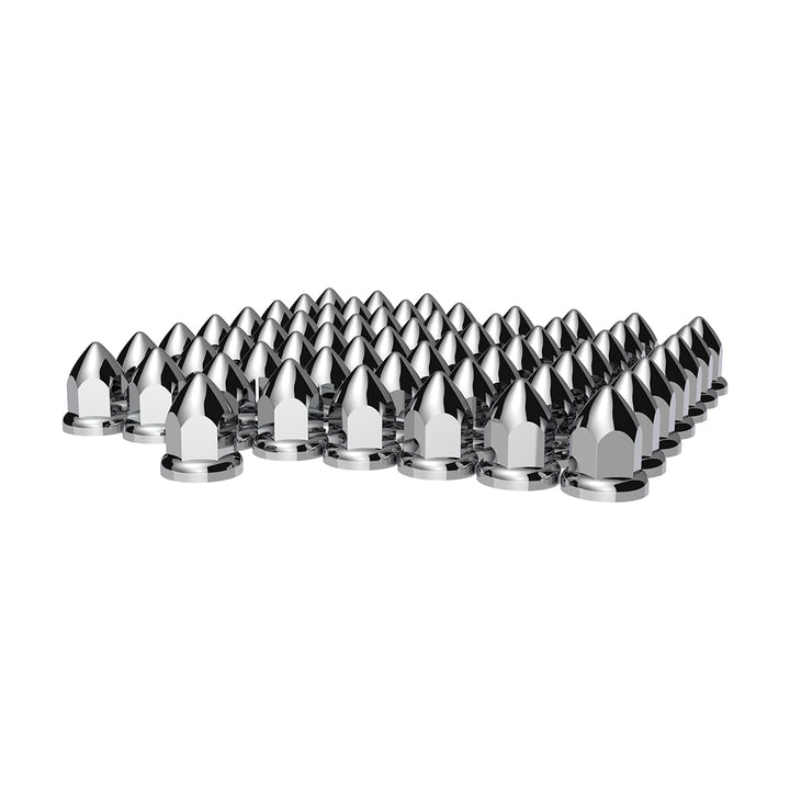 33mm X 2 3/8" Chrome Plastic Bullet Nut Covers W/ Flange - Push-On (Color Box Of 20)